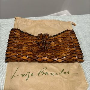 Luiza Barcelos laquered wood bead clutch